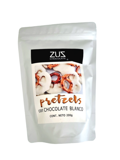 Pretzels con chocolate blanco