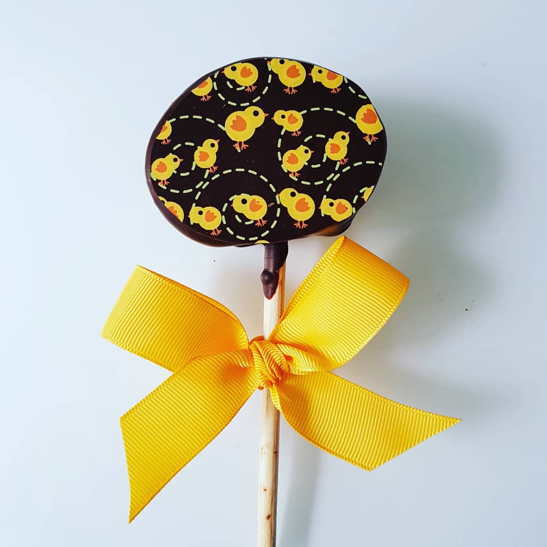 Paleta de Bombón con diseño cubierta de chocolate